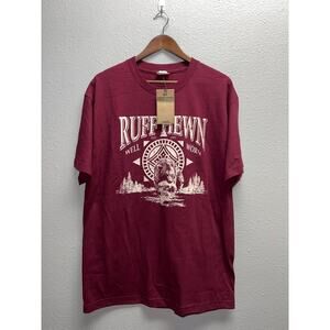 Ruff Hewn Bear Shirt Forest Fish Red Graphic Animal Nature NWT Tee Large